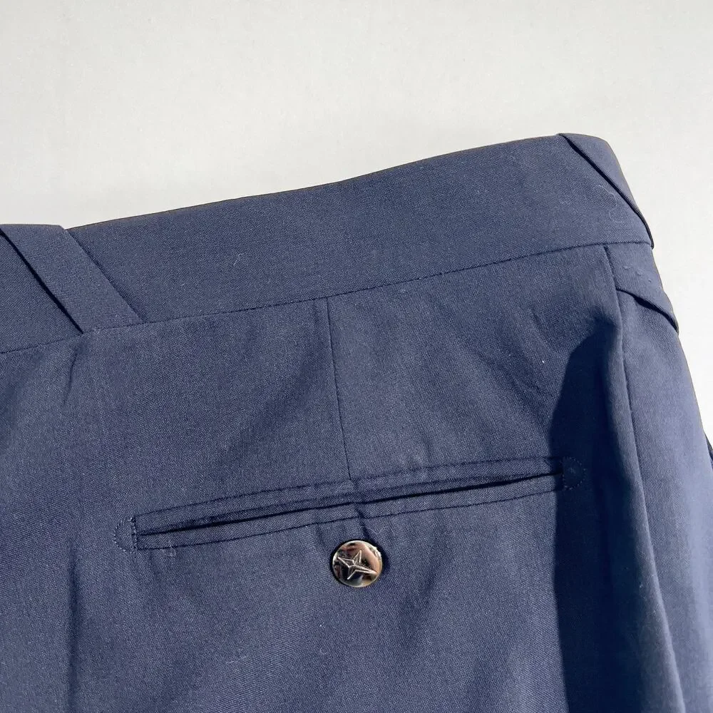 Thierry Mugler Paris Dress Pants Men's W39 x L31.5 Blue w/ Snap Button Pockets